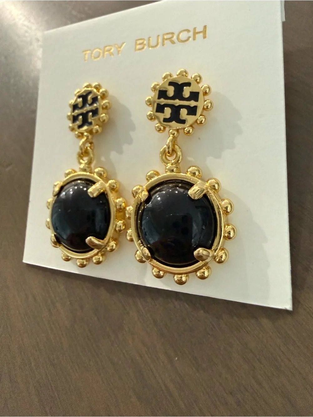 NWT Tory Burch Winslow Drop earrings black and gold